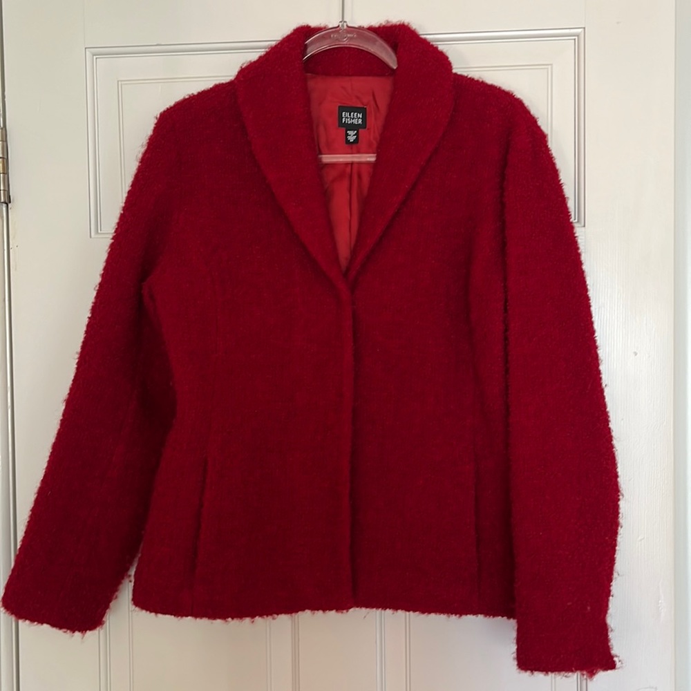 Beautiful Eileen Fisher red jacket- size M